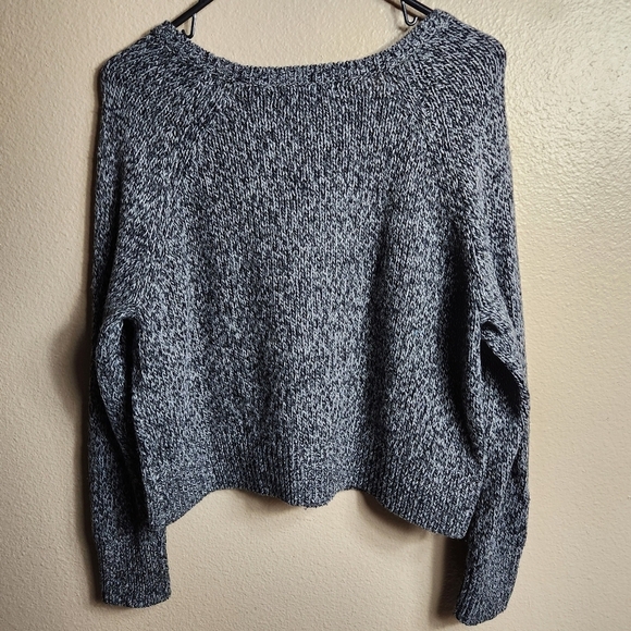 Banana Republic Womens Gray Marled Semi-Cropped Round Neck LS Sweater-Size L - Picture 2 of 7